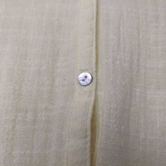 NEW Lucky Brand Woven Gauze Mixed Shirt  Short Sleeve lemon yellow small @i - Picture 5 of 15